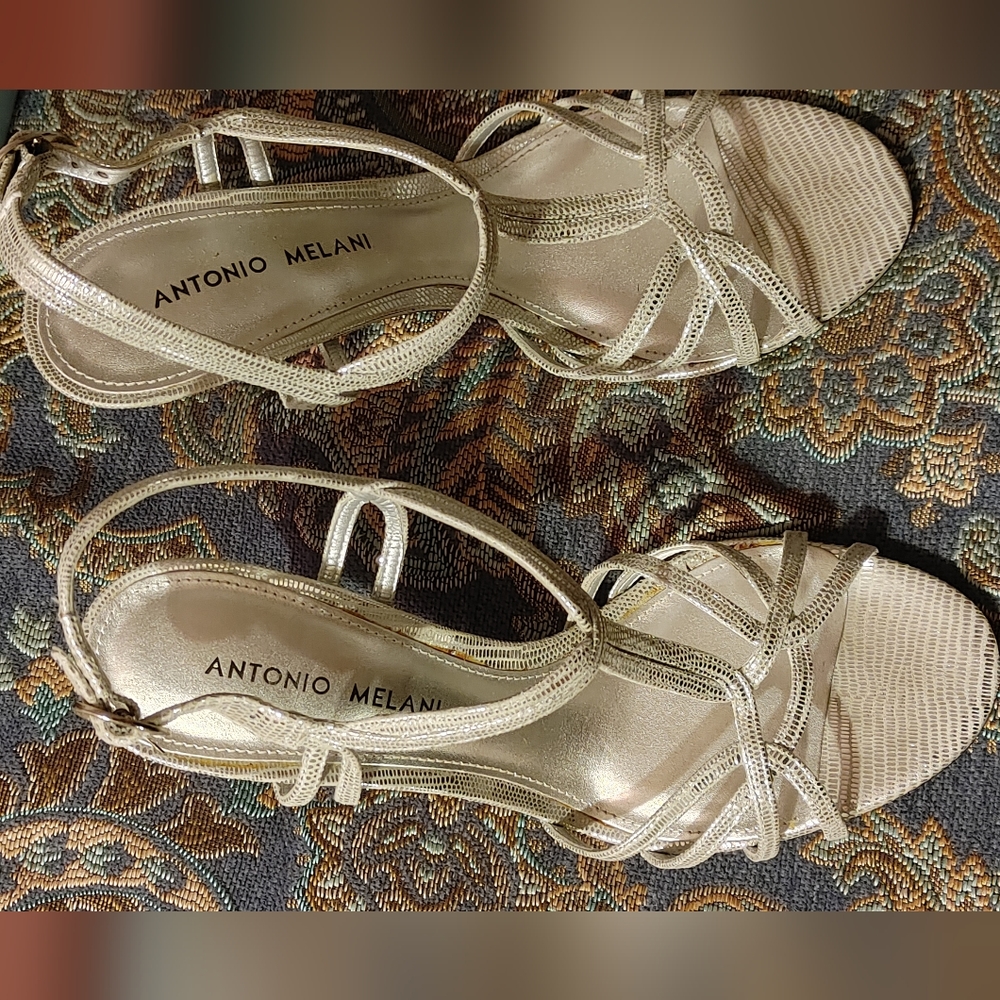 Antonio Melani silver strappy heels size 7 - Picture 4 of 5